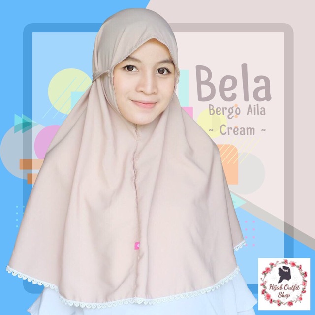 Bergo Aila Dengan Renda Bunga Cantik