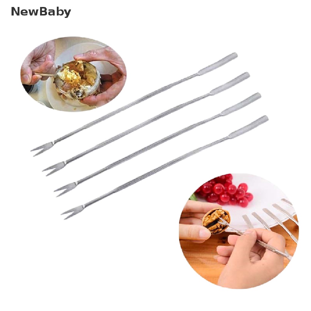 NewBaby 4pcs Stainless Steel Lobster Crab Needle Walnut Needle Fruit Fork Seafood Tools ID