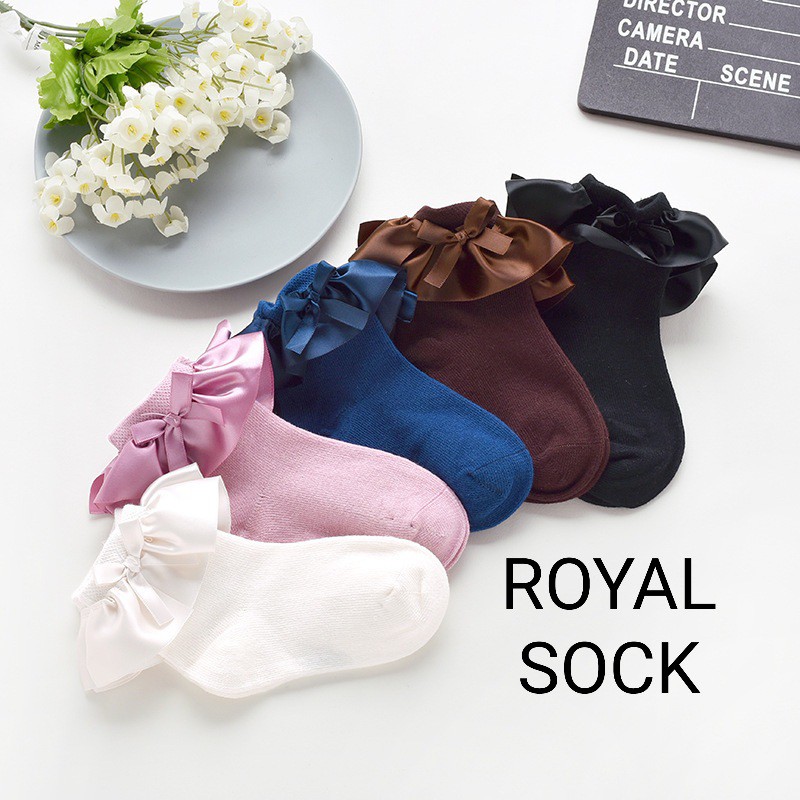 ROYAL SOCK / KAOS KAKI ANAK PEREMPUAN KOREA / KAOS KAKI IMPOR / KAOS KAKI PITA SATIN SIMPLE PESTA