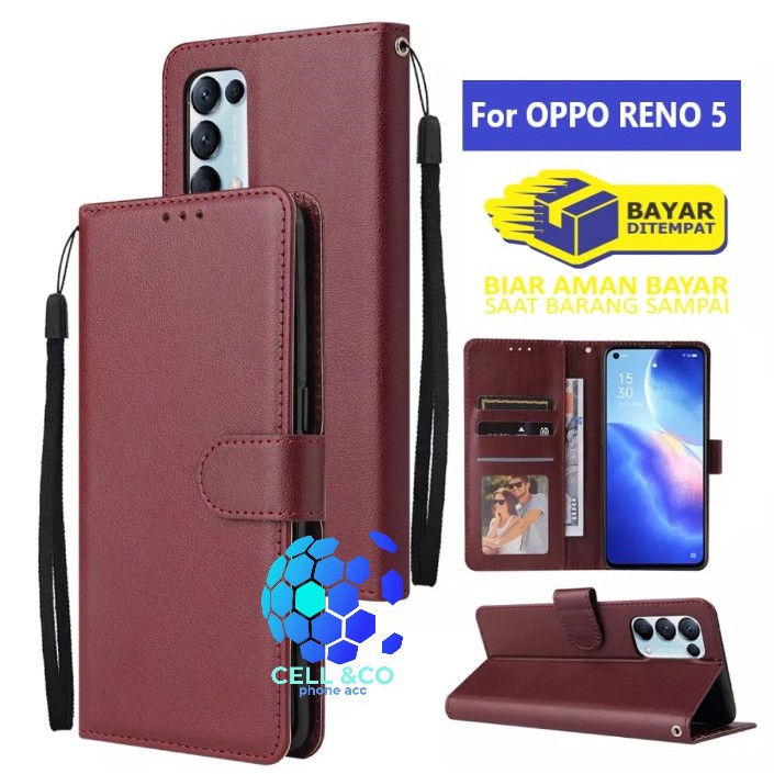 Flip cover OPPO RENO 5 Flip case buka tutup kesing hp casing flip case leather wallet