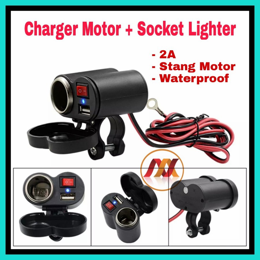 Charger Motor With Lighter Waterprooft - Charger Stang Motor Anti Air