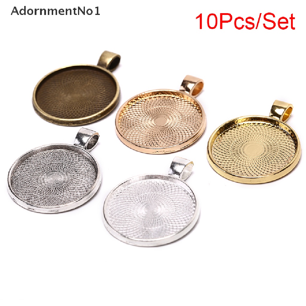 (AdornmentNo1) 10pcs Liontin Cabochon Kaca Kosong Bahan Alloy Untuk Membuat Perhiasan DIY