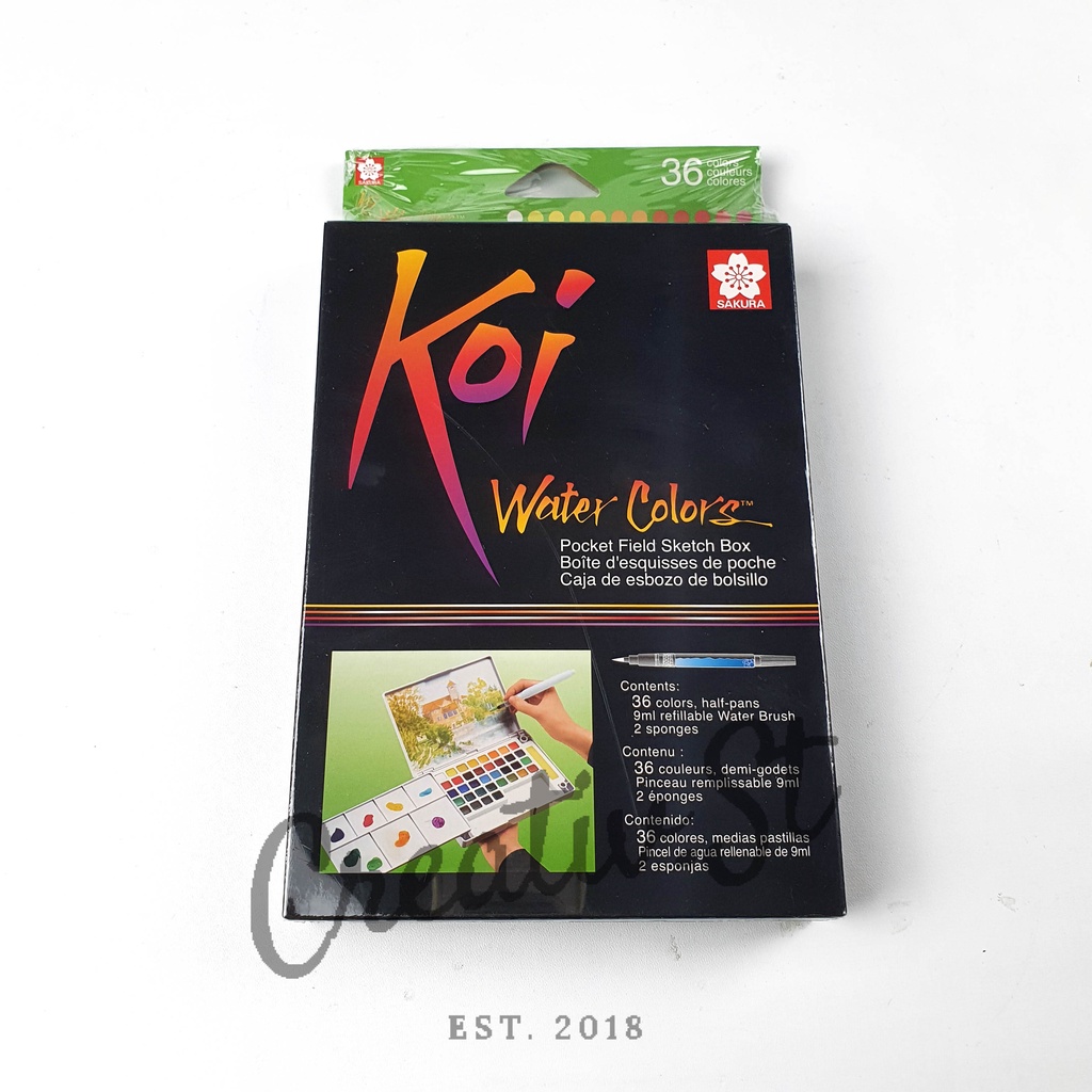 

Sakura Koi Watercolor 36 Pocket Field Sketch Box Cat Air Water Color Cake