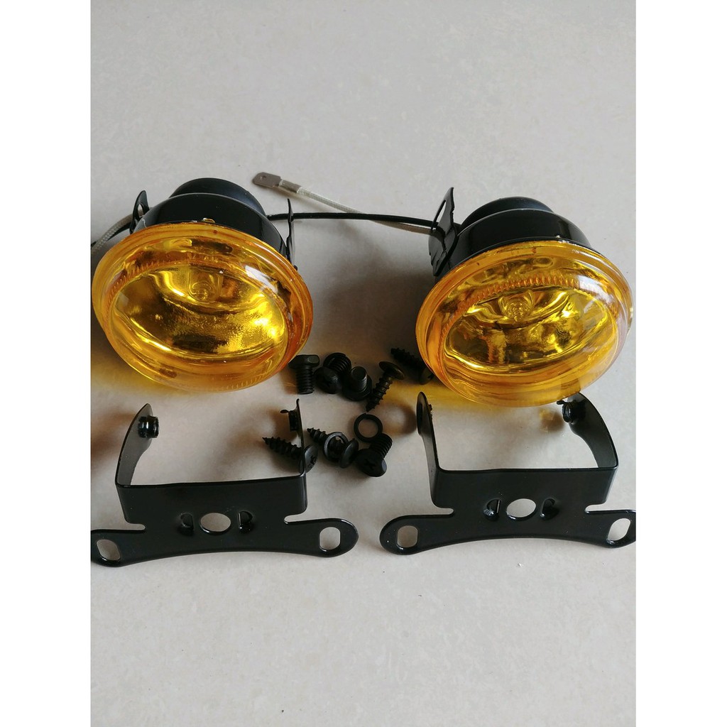 LAMPU foglamp tanduk bumper depan mobil model bulat universal warna kuning diamater 6.5 cm