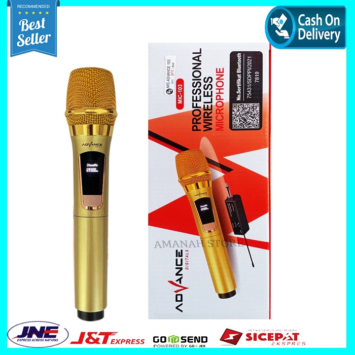 Microphone Single Wireless Advance MIC 103 Gold - Mikrofon Professional Vocal