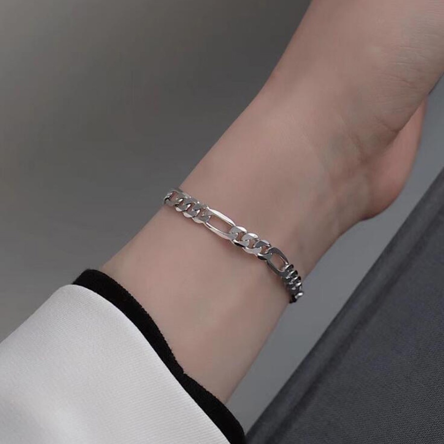 Gelang Baja Titanium Emas Perak Sederhana Pria Wanita Fashion Perhiasan Aksesoris Rantai Bracelet