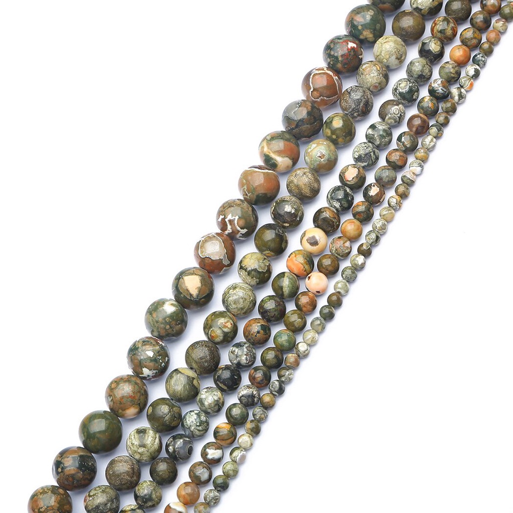 32-89 pcs Baru Alami Rhyolite Jasper Beads, Diameter 4/6/8/10/12mm, Diameter lubang sekitar 1mm, digunakan untuk Membuat Perhiasan DIY Strand