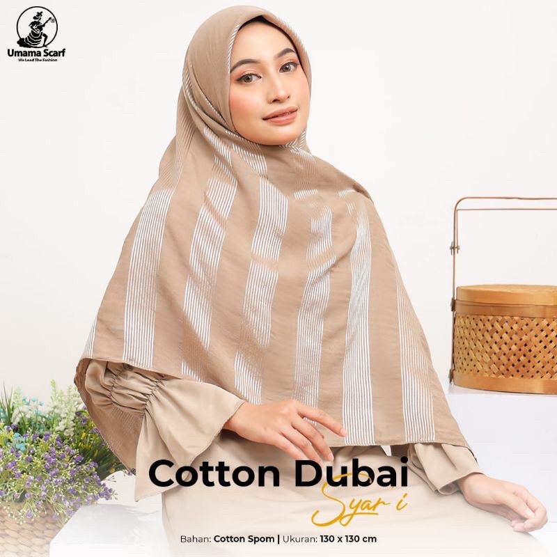 Hijab Square COTTON  DUBAI SYAR'I Original UMAMA Scarf Syari Segiempat 130x130cm