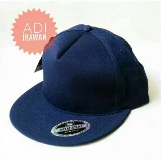 Topi snapback polos biru