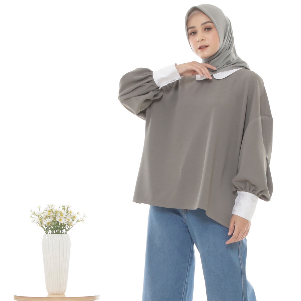 Nura Blouse Atasan Wanita Oversize Knit Premium