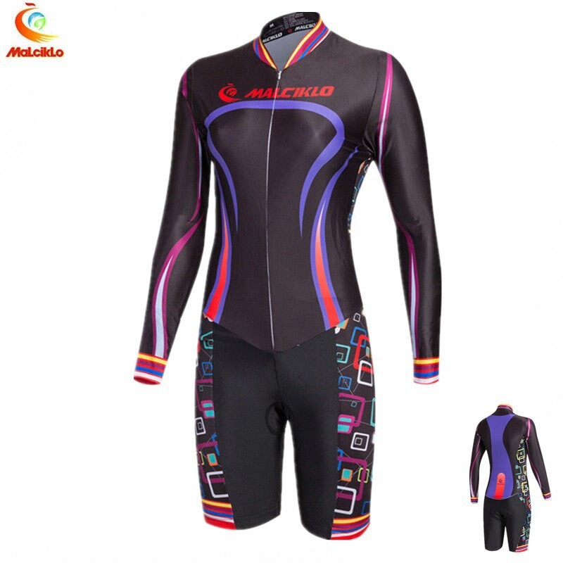 MALCIKLO TRISUIT LENGAN PANJANG WANITA TRIATHLON RENANG SEPEDA LARI