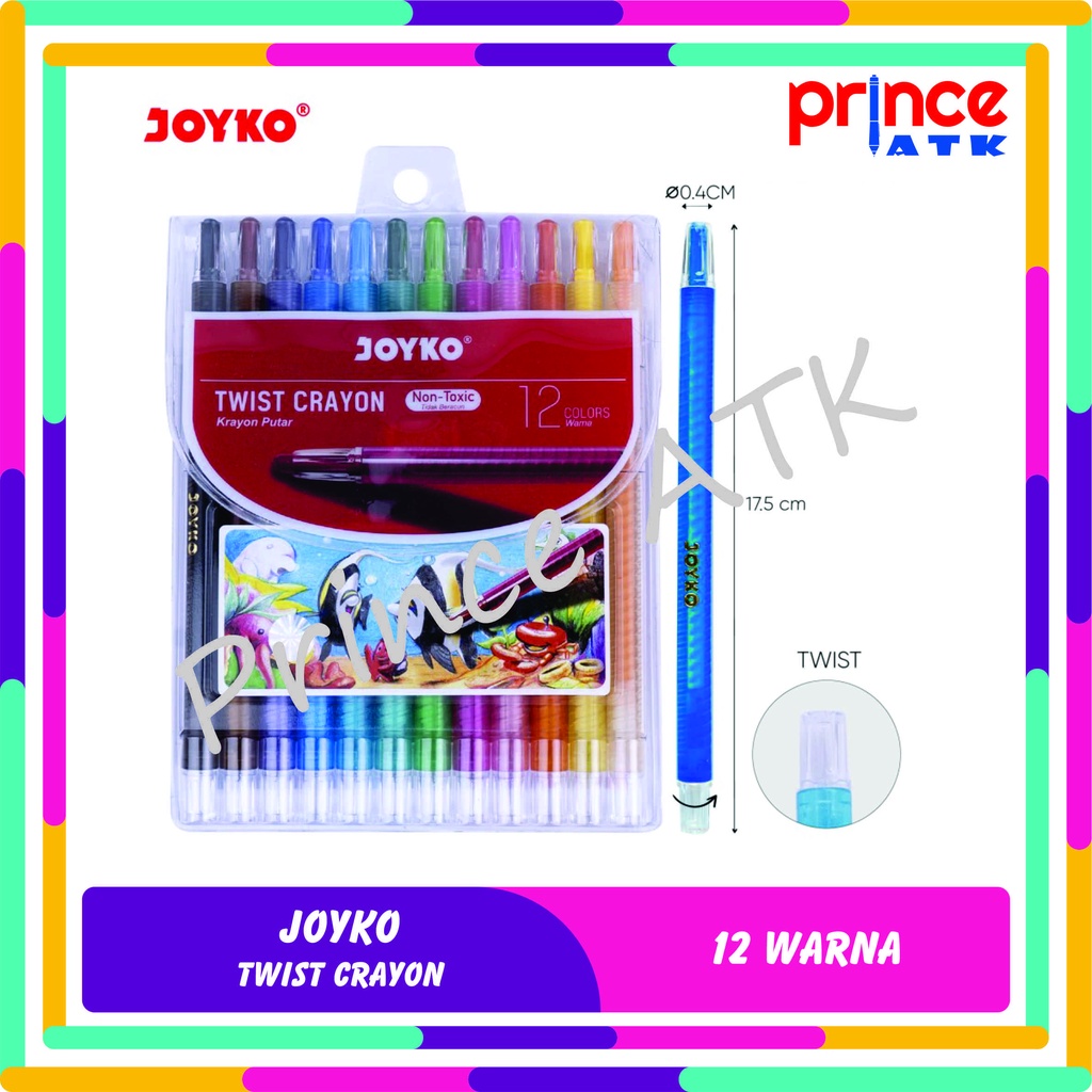 

JOYKO TWIST CRAYON 12 WARNA / CRAYON PUTAR JOYKO 12 WARNA