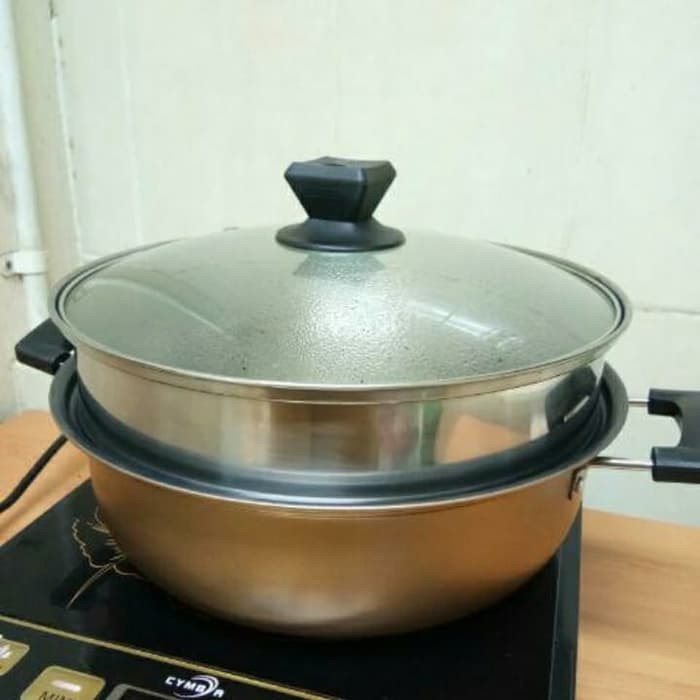 Panci Steamer Panci Kukus lubang besar Stainless Steel Parutan