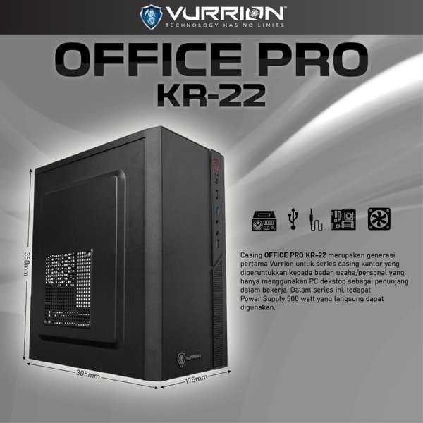 VURRION Office Pro KR-22 Include PSU 500 WATT-Case Computer