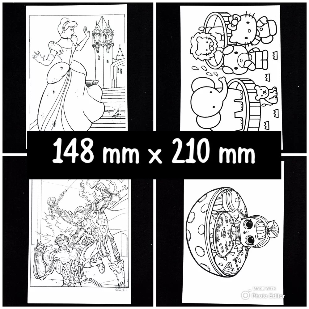 

[Uk. A5 50 Pcs] Kertas Mewarnai Gambar Karakter Kartun Aktivitas Coloring Book Anak TK/PAUD