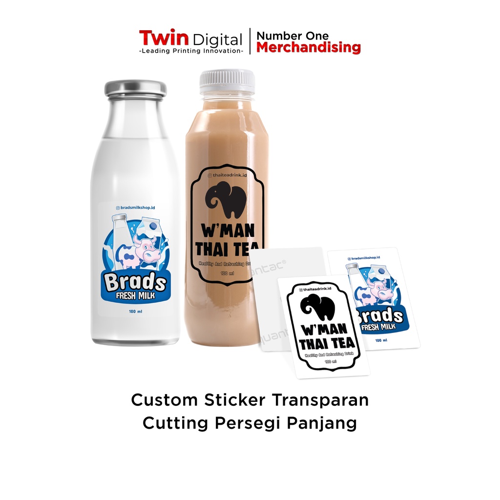 Jual Twindigital Cetak Stiker Label Transparan Anti Air Custom Kemasan Botol Minuman Stiker 1344