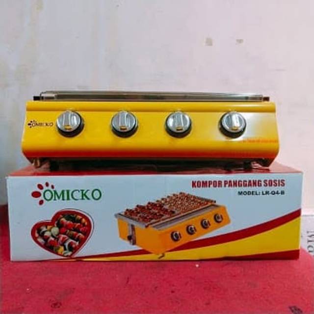 OMICKO 4 tungku  gas roastar kompor pangan sosis （Ikuti untuk menerima kupon）