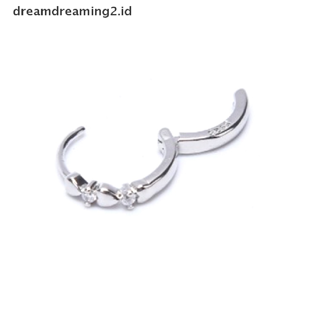 Anting Tusuk Bentuk Hati Bahan Sterling Silver 925 Untuk Wanita