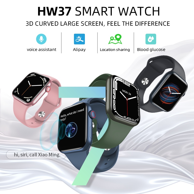 SmartWatch HW37 Series 7 Layar Sentuh Penuh 1.77 inci Smart Watch (Custom Dial | Mode Multi-Olahraga