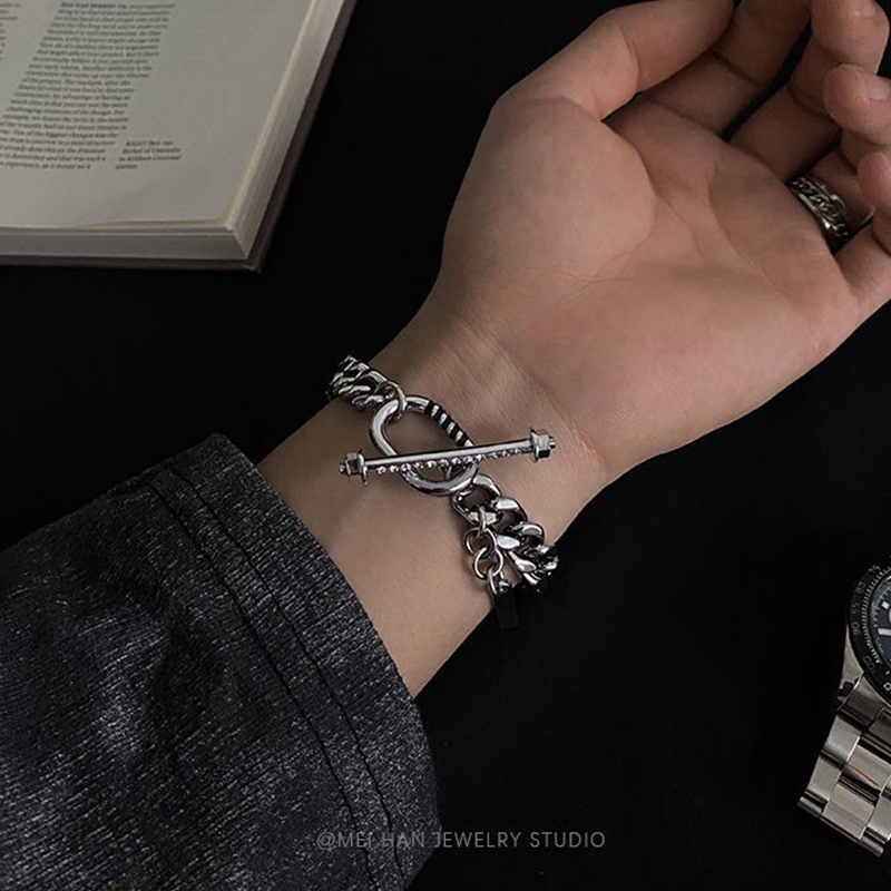 Gelang Rantai Bahan Stainless Steel Gaya Hip Hop Untuk Pria Dan Wanita