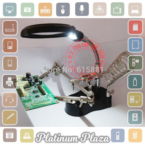 Alat Pegangan Solder Helping Hand dan Kaca Pembesar - Black`EG7MQJ-