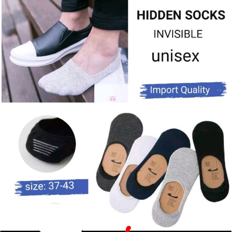 Hidden socks kaos kaki invisible unisex dewasa cowok cewek laki laki perempuan