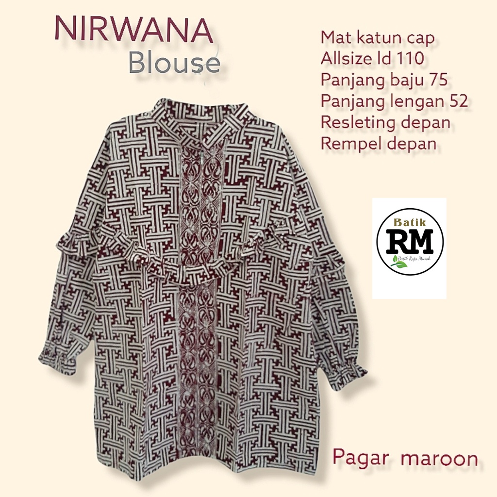 Nirwana  blouse batik solo atasan kerja blus wanita kantor