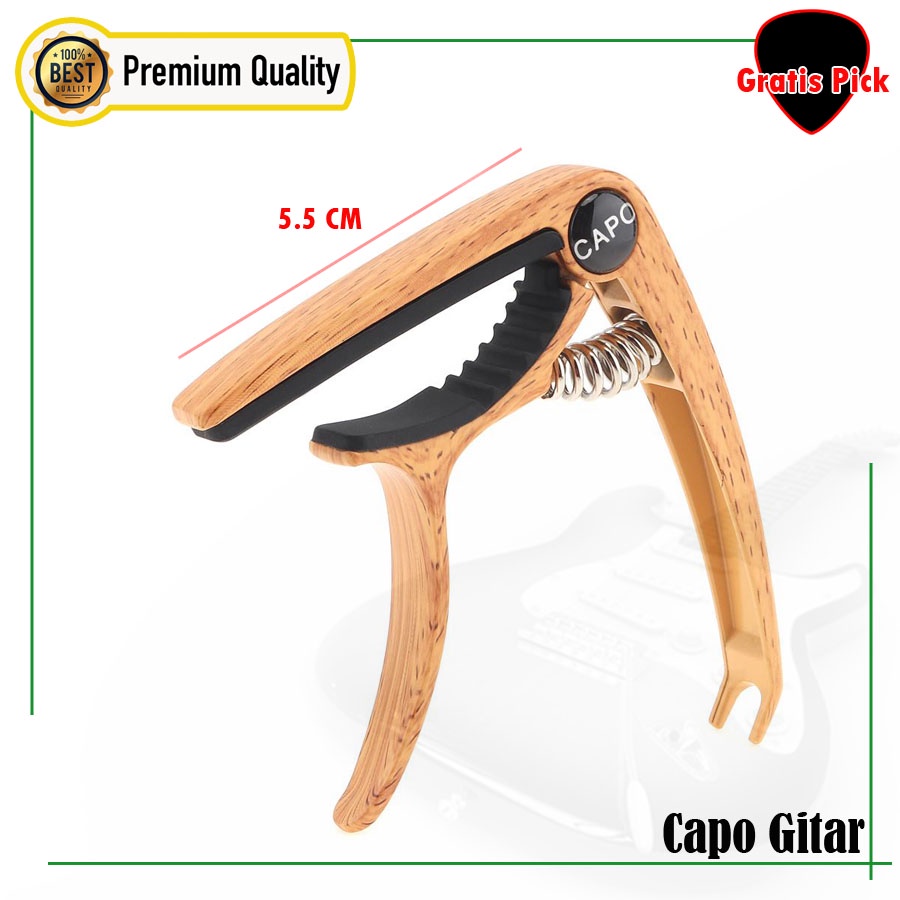 Capo Motif Kayu Alumunium Alloy Halus Dan Kuat Wood Motif