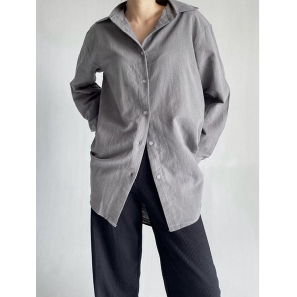 KEMEJA OVERSIZE LINEN WANITA - Linen shirt -Atasan Wanita lengan Panjang 990