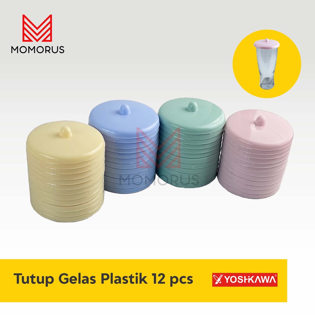 YOSHIKAWA TUTUP GELAS PLASTIK VARIAN WARNA ISI 12PCS T-080/TP UK. KECIL YOSHIKAWA Tutup Gelas Plasti