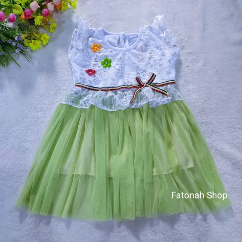 Dress anak cewek 1 2 3 4 tahun baju anak perempuan pakaian tutu tile dress mutiara 3 tiga