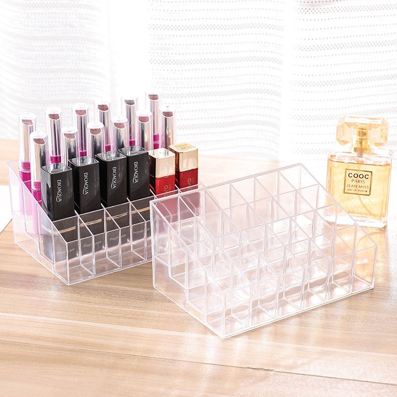 Rak Lipstik 24 slot / Tempat Penyimpanan Lipstick / Make Up Organizer / Rak Kosmetik Lipstik Acrylic 24slot