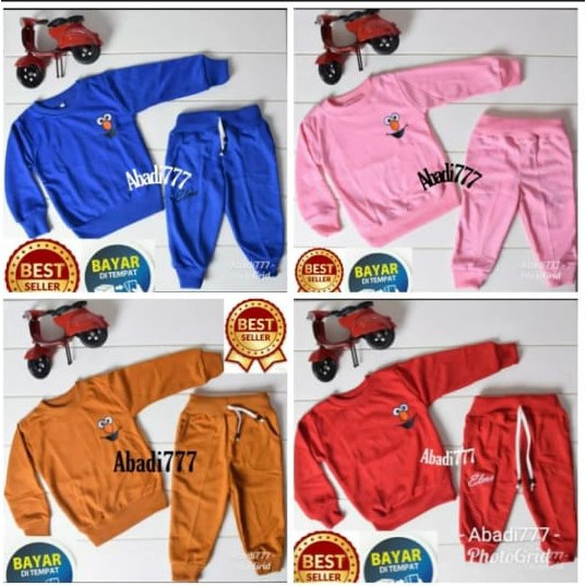 Setelan Anak Cewek Cowok Baju Elmo Sweater Dan Joger Anak Usia 1-5 Tahun