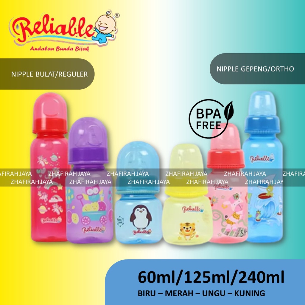 ❤ZJ❤ Botol Susu RELIABLE dot bulat dan Dot Gepeng 60 ml 125 ml 240 ml