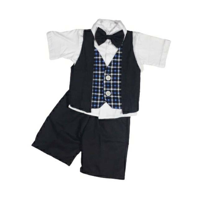 Setelan jas tuxedo baju pesta anak laki laki 3 bulan - 5 tahun celana pendek