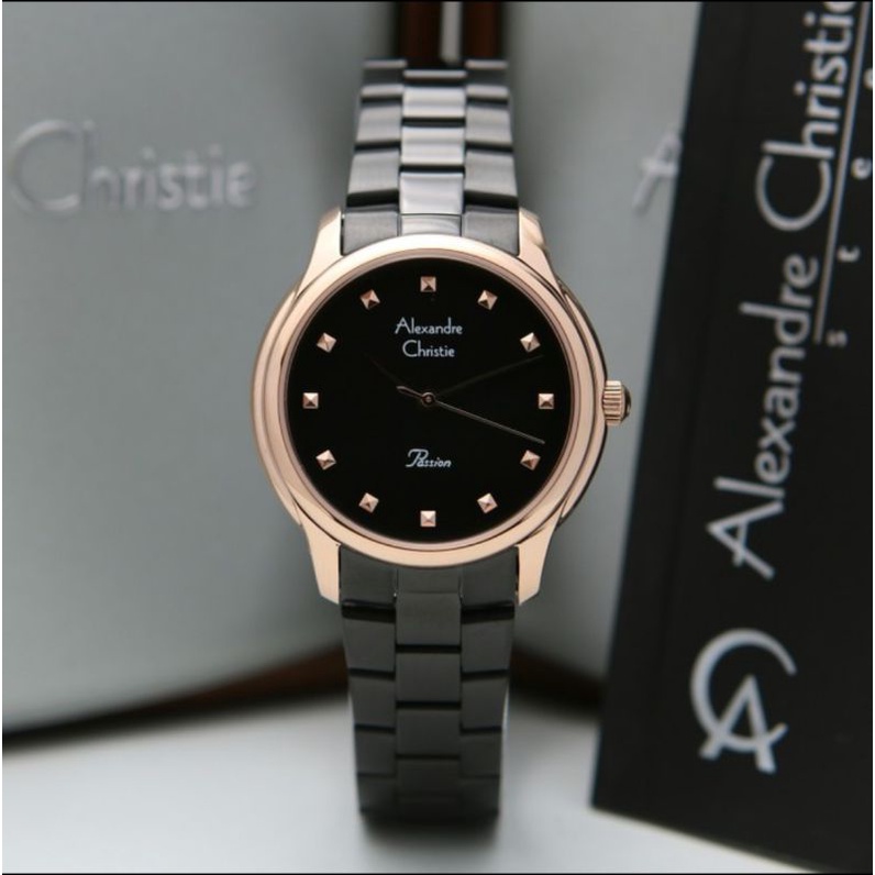 JAM TANGAN WANITA ALEXANDRE CHRISTIE AC 2835 / AC2835 BLACK ROSGOLD