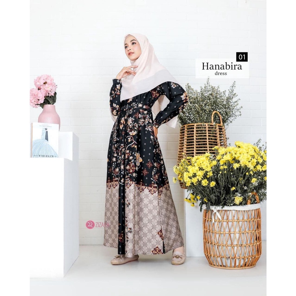 HANABIRA DRESS BY ZIZARA GAMIS TERBARU FLORAL ETNIK EDISI EID 2022 BISA BUSUI DAN COCOK UNTUK SEMUA 