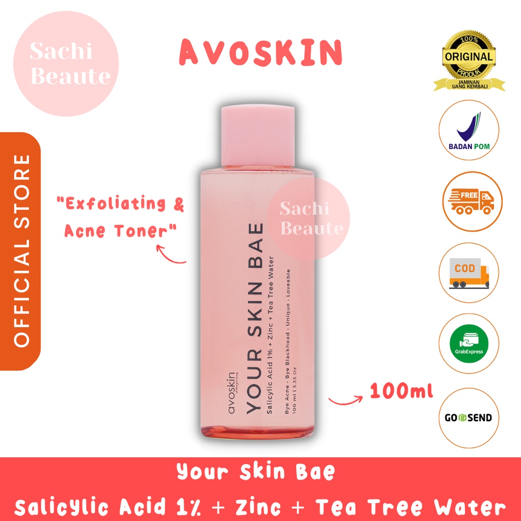 Avoskin Your Skin Bae Toner Salicylic Acid 1% + Zinc + Tea Tree Water Sachi Beaute