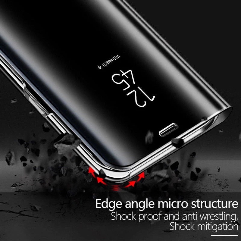 REALME C11 2021 C1 C2 C3 C11 C12 C15 C17 7i XT Flip Cover Clear View Case Mirror Standing Auto Lock