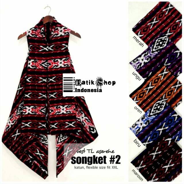 Vest Tenun Songket #2 Batik Klasik Modern Outerwear Kardigan Cardi Luaran Kerja Kantoran Kondangan
