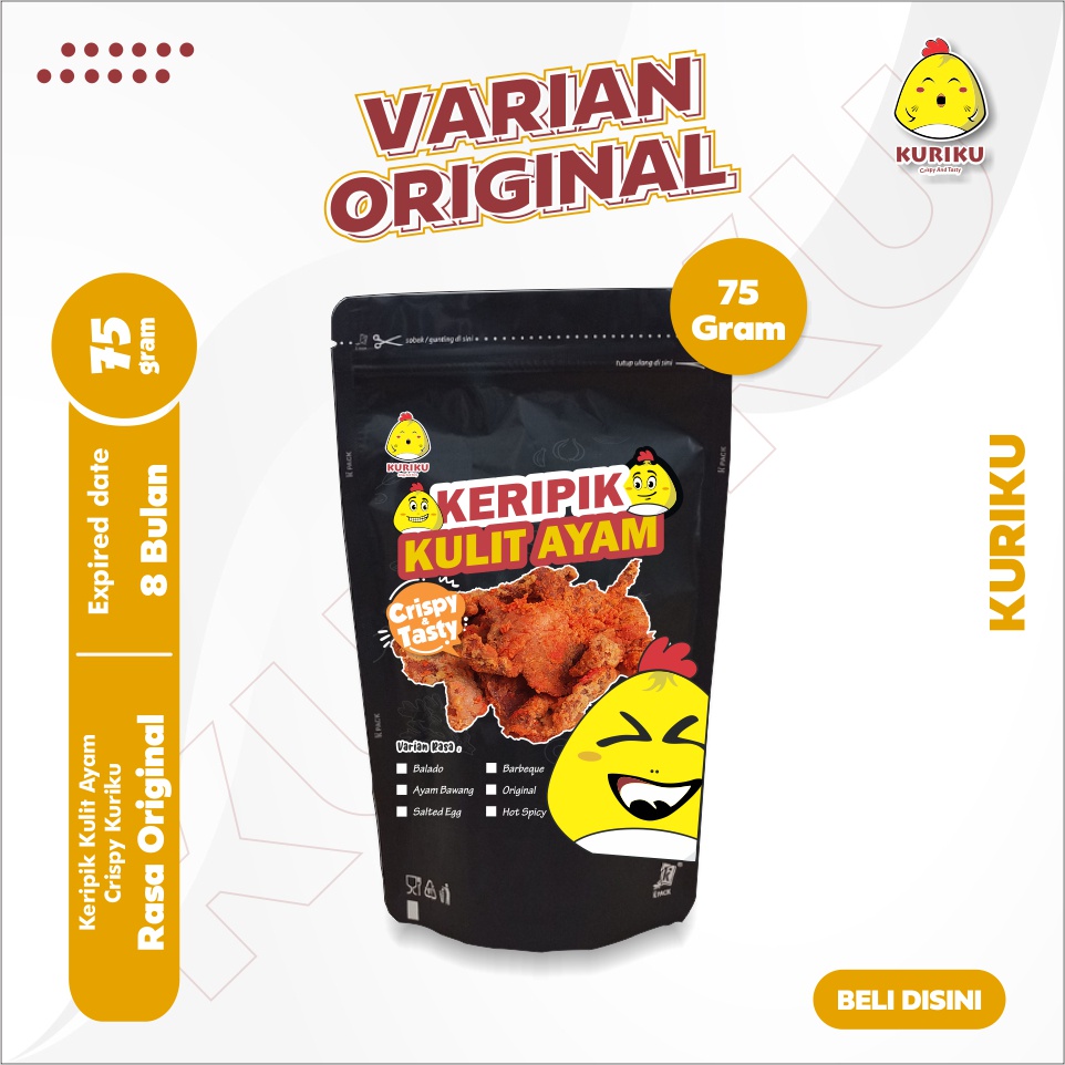 

Keripik Kulit Ayam Kuriku / kripik kulit Ayam Original / ketipik pedas