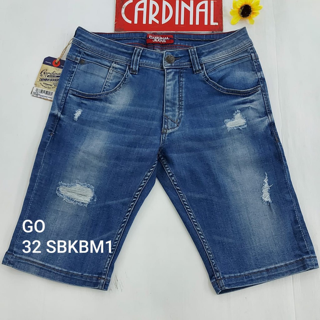 gos 32-S CARDINAL JEANS Celana Pria Celana Pendek Bermuda Casual Sobek Reguler Fit Slimfit Skinny