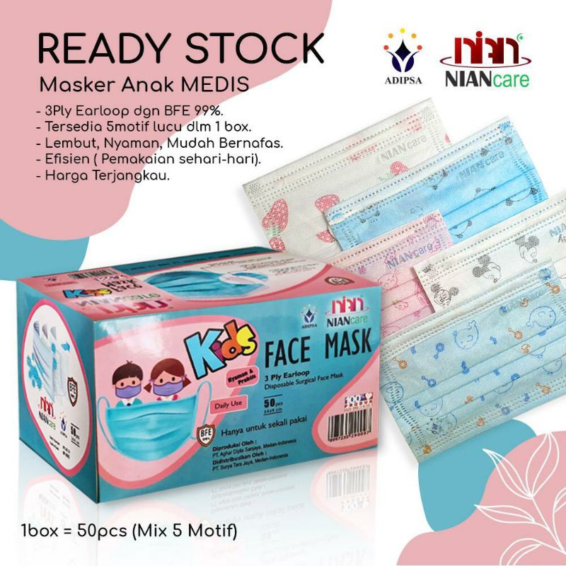 masker medis anak bermotif