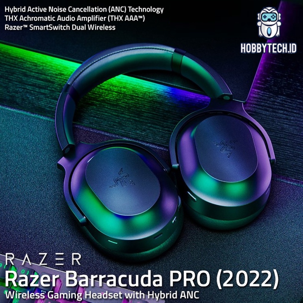 Razer Barracuda Pro Wireless - Headset Gaming & Mobile Nirkabel dengan ANC Hybrid