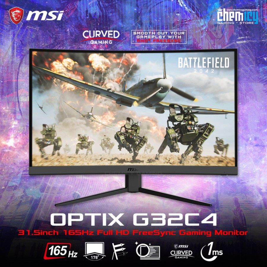 MSI Optix G32C4 31.5inch 165Hz Full HD FreeSync Gaming LED Monitor