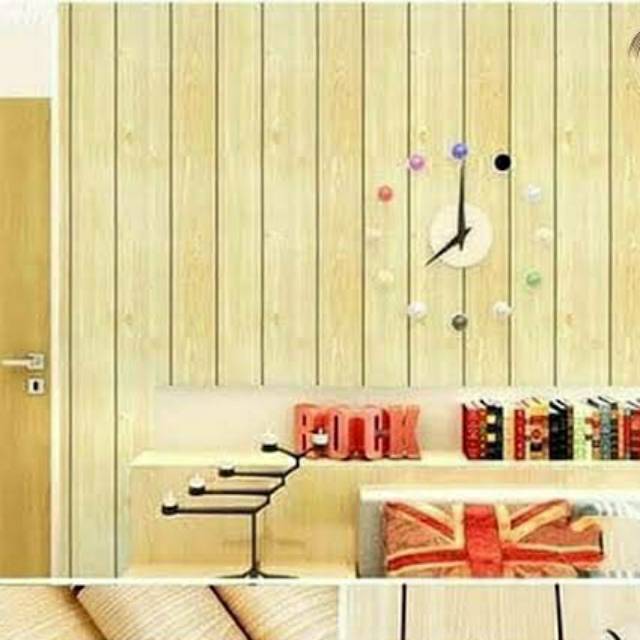 wallpaper dinding motif kayu muda bergaris
