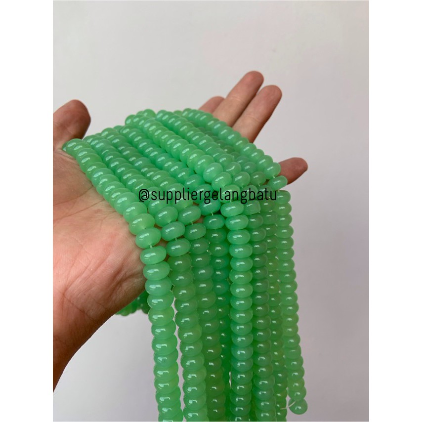 batu rondelle green cat eyes 5 x 10mm spacer pembatas tasbih akik