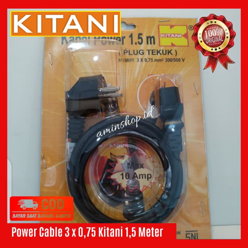 Kabel Power 3x0,75 Kitani1,5 Meter dan 1,8 Meter Kabel Power Laptop Cpu Komputer Kabel Kulkas Dll