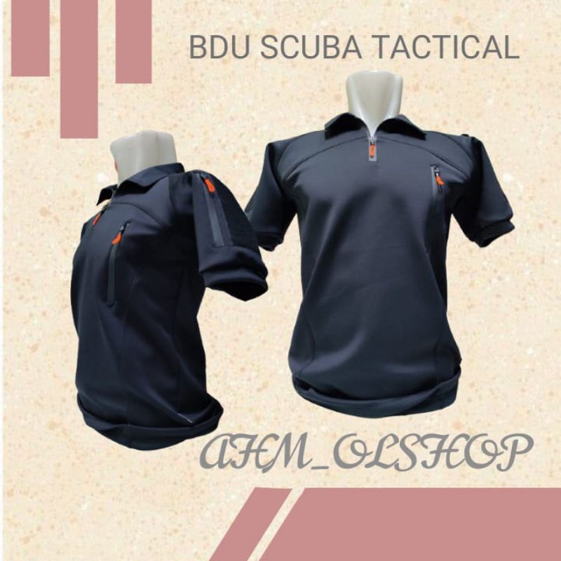 Baju bdu tactical scuba warna hitam lengan pendek/ kaos bdu tactical scuba lengan pendek