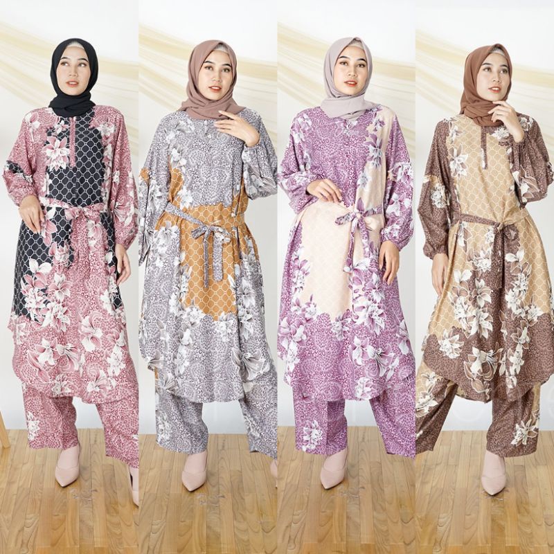 Dawiya One Set Original Enter Setelan Long Tunik LD 140 SetCel Maxmara Lux Busui Friendly